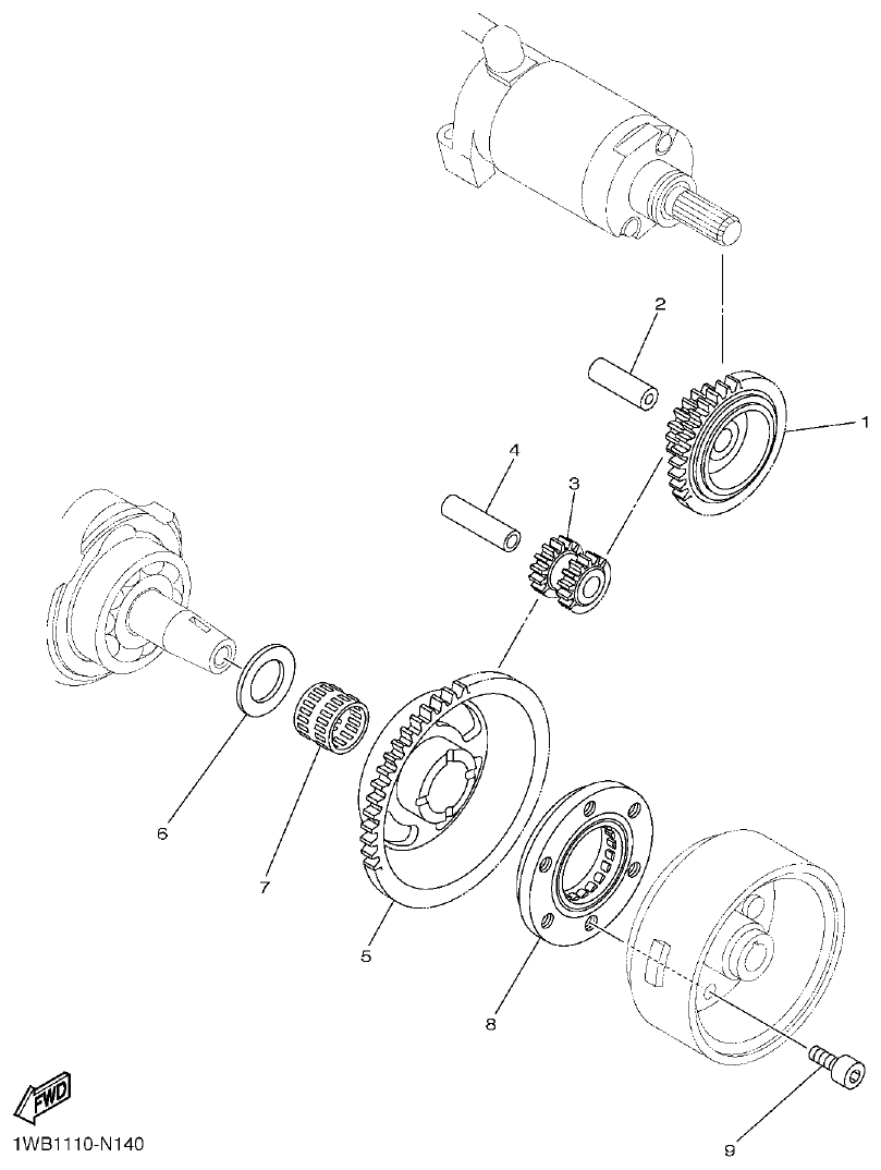 Yamaha 250RAP STARTER CLUTCH parts diagram